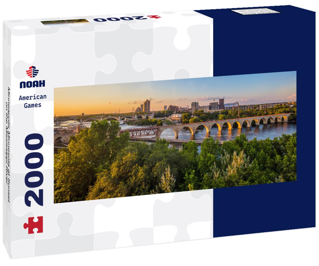 Minneapolis Minnesota at Sunset on the Mississippi River 2000pc Panoramic Puzzle