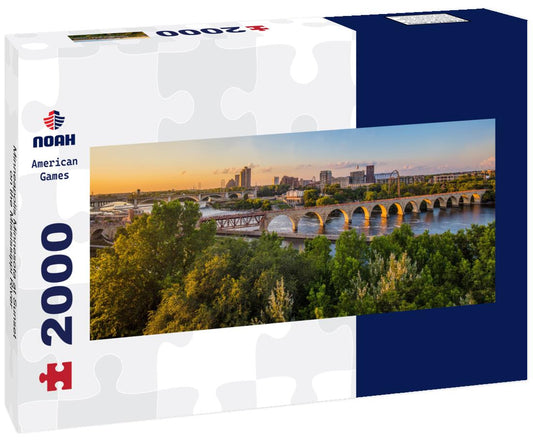 Noah Jigsaw Puzzle Minneapolis Minnesota at Sunset on the Mississippi River panorama 2000 pieces