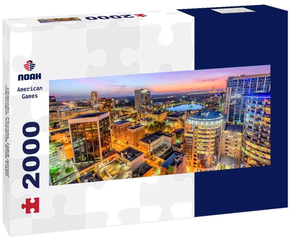Orlando, Florida, USA aerial cityscape towards Eola Lake 2000pc Panoramic Puzzle