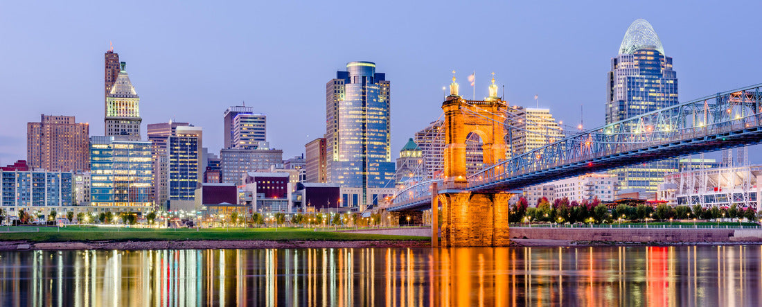 Cincinnati, Ohio, USA downtown skyline on the Ohio River 2000pc Panoramic Puzzle