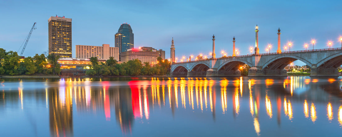 Springfield, Massachusetts, USA downtown skyline at dusk 2000pc Panoramic Puzzle