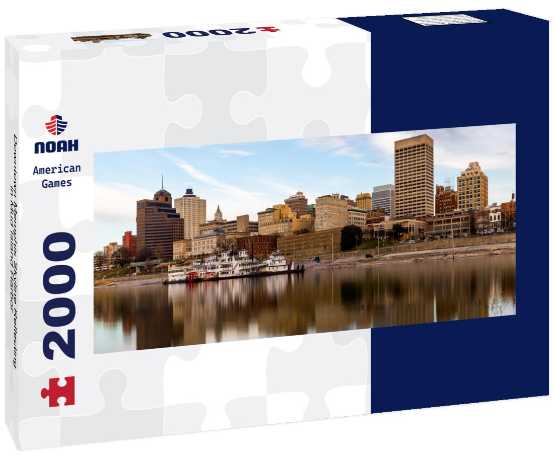 Downtown Memphis Skyline Reflecting in Mud Island Harbor 2000pc Panoramic Puzzle
