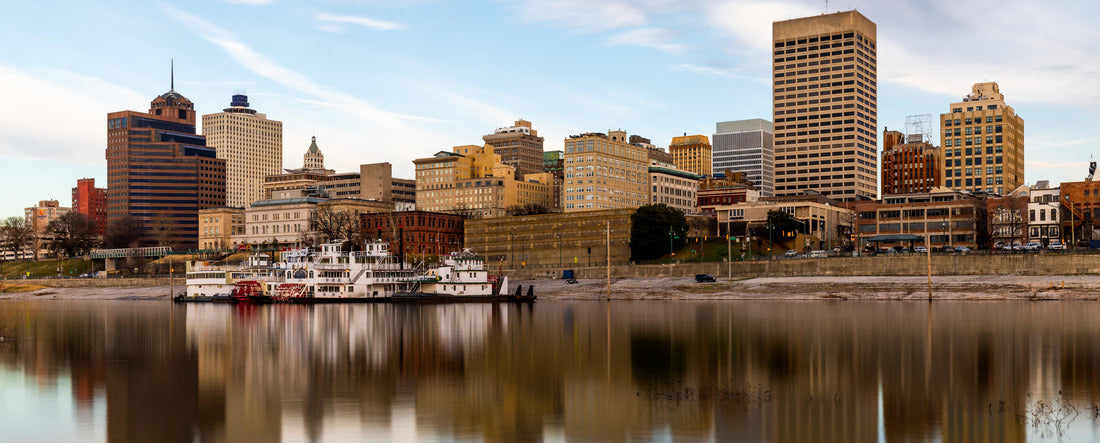 Downtown Memphis Skyline Reflecting in Mud Island Harbor 2000pc Panoramic Puzzle