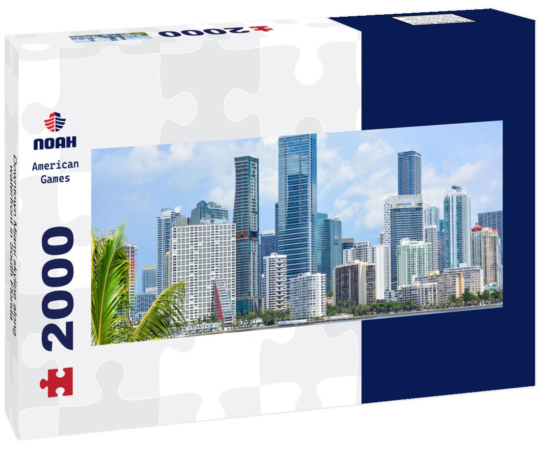Downtown Miami skyline along waterfront in South Florida 2000pc Panoramic Puzzle