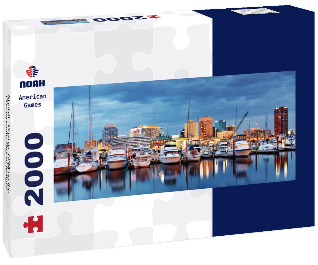 Norfolk, Virginia, USA on the Chesapeake Bay at twilight 2000pc Panoramic Puzzle