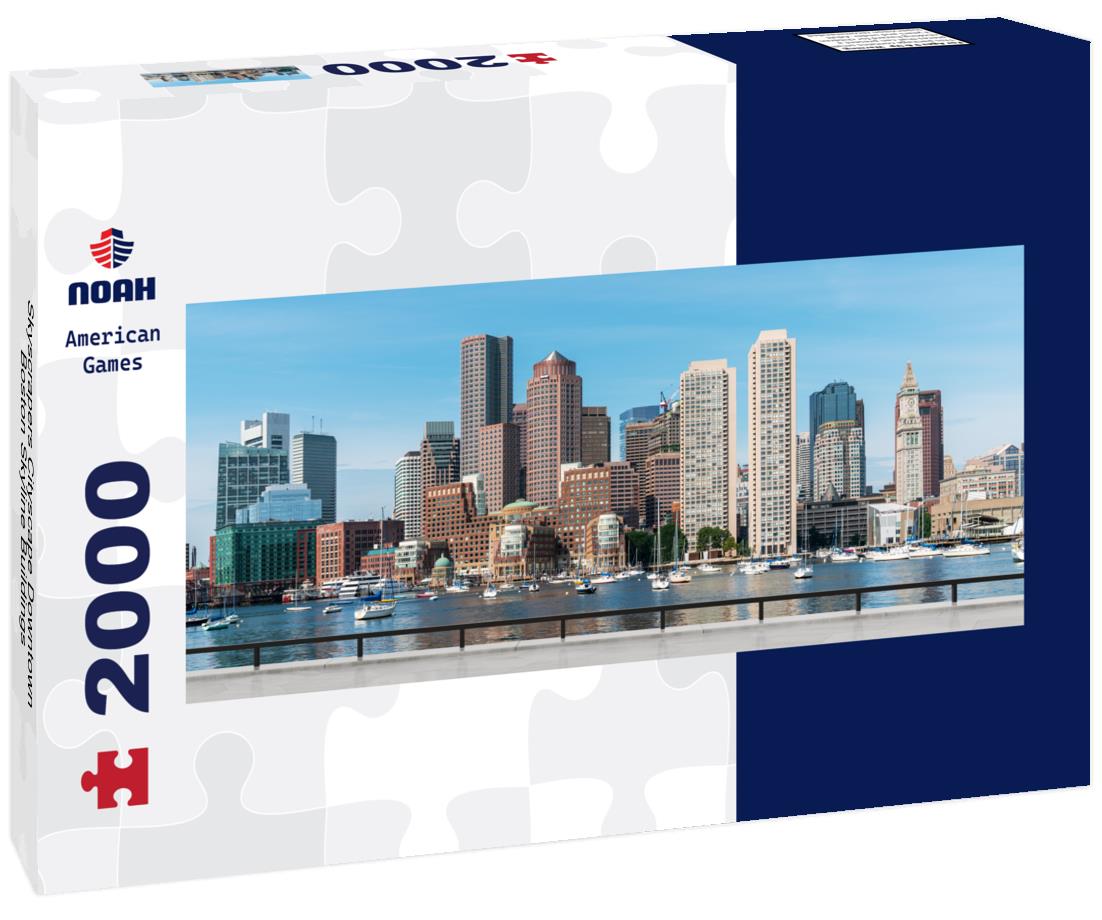Skyscrapers Cityscape Downtown, Boston Skyline Buildings 2000pc Panoramic Puzzle