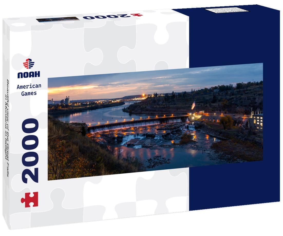 Beautiful view of the Great Falls in Montana in twilight 2000pc Panoramic Puzzle