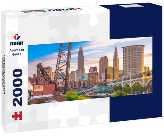 Noah Jigsaw Puzzle Cleveland, Ohio, USA city skyline over the Cuyahoga River panorama 2000 pieces