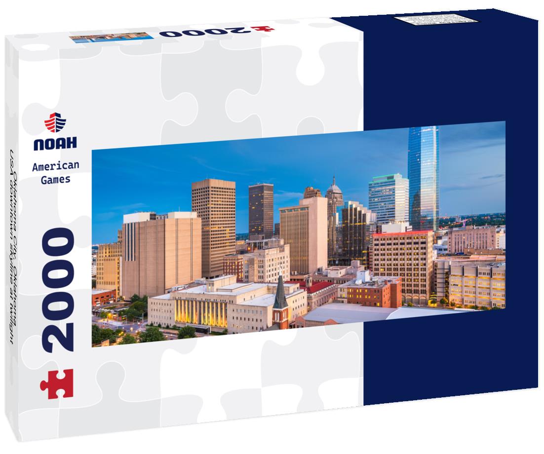 Oklahoma City, Oklahoma, USA downtown skyline at twilight 2000pc Panoramic Puzzle