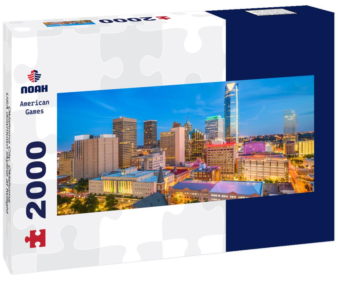 Oklahoma City, Oklahoma, USA downtown skyline at twilight 2000pc Panoramic Puzzle