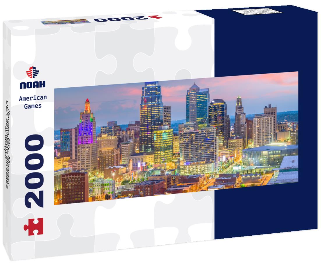 Kansas City, Missouri, USA downtown cityscape at twilight 2000pc Panoramic Puzzle