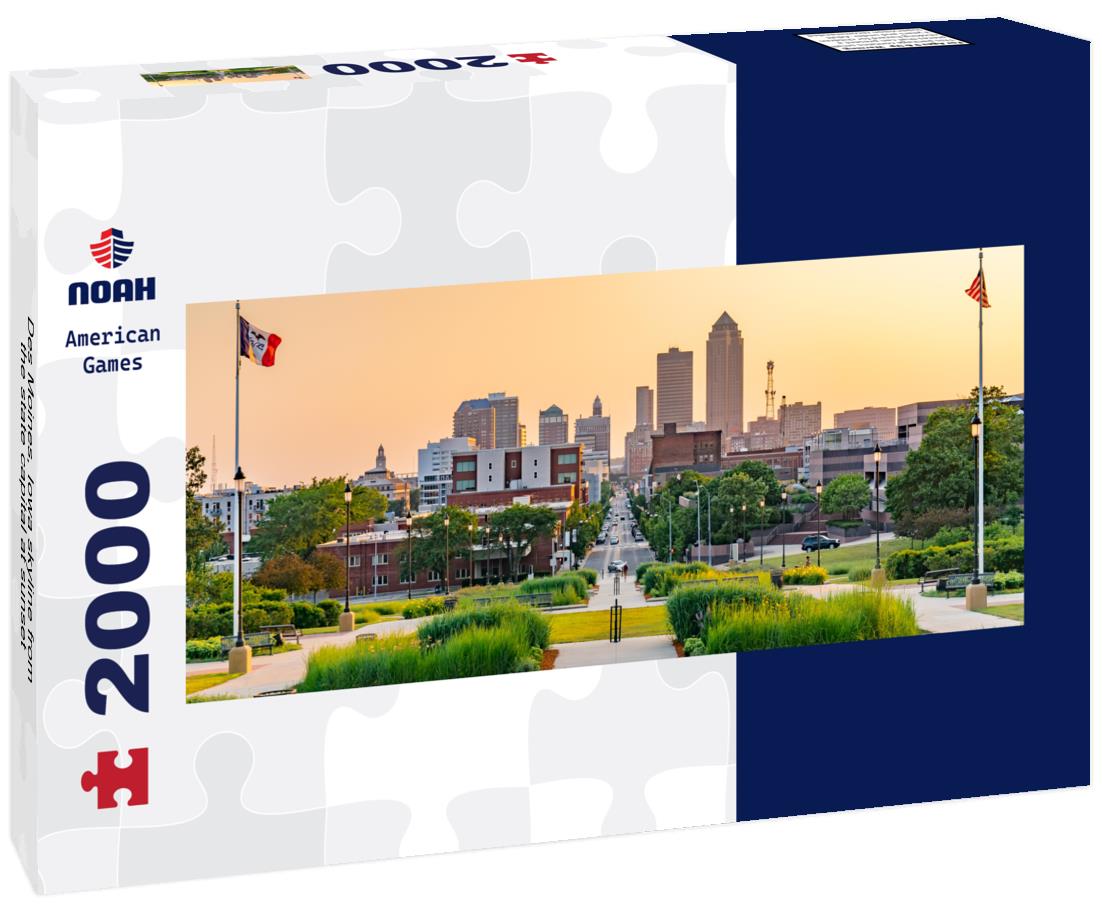 Noah Jigsaw Puzzle Des Moines, Iowa skyline from the state capital at sunset panorama 2000 pieces