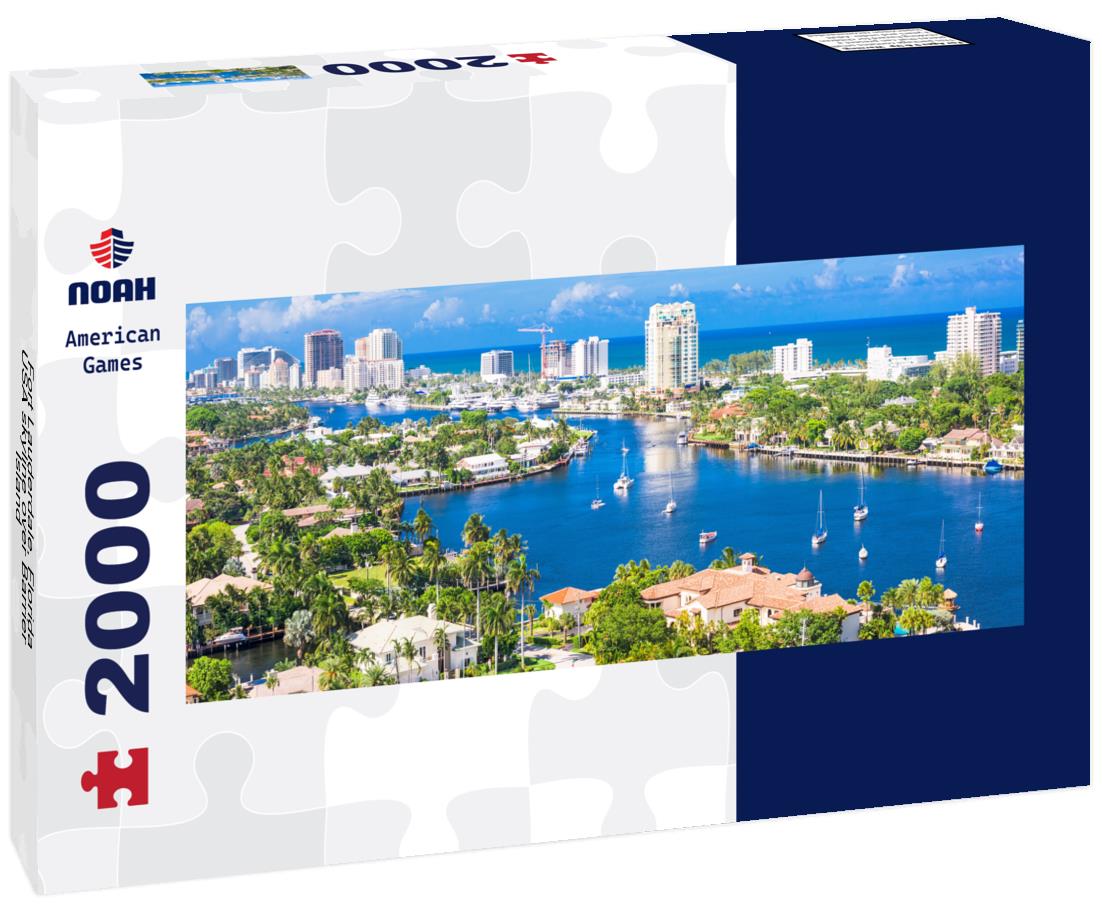 Fort Lauderdale, Florida, USA skyline over Barrier Island 2000pc Panoramic Puzzle