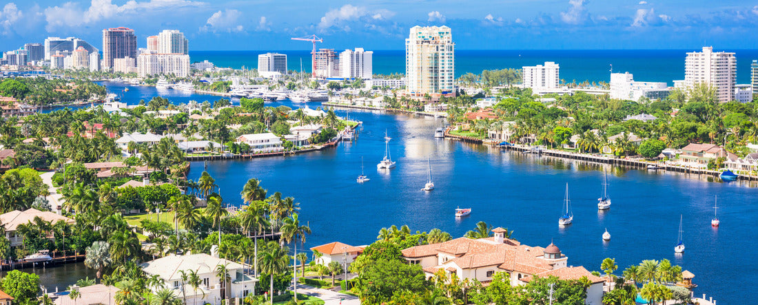 Fort Lauderdale, Florida, USA skyline over Barrier Island 2000pc Panoramic Puzzle