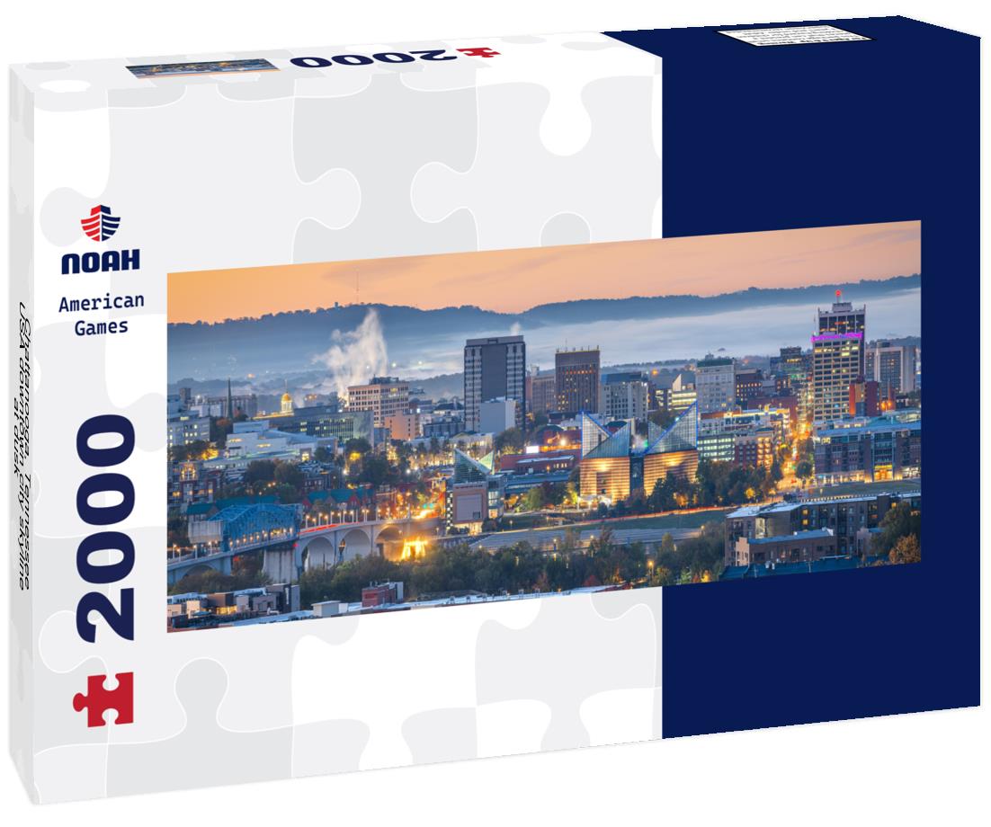 Chattanooga, Tennessee, USA downtown city skyline at dusk 2000pc Panoramic Puzzle
