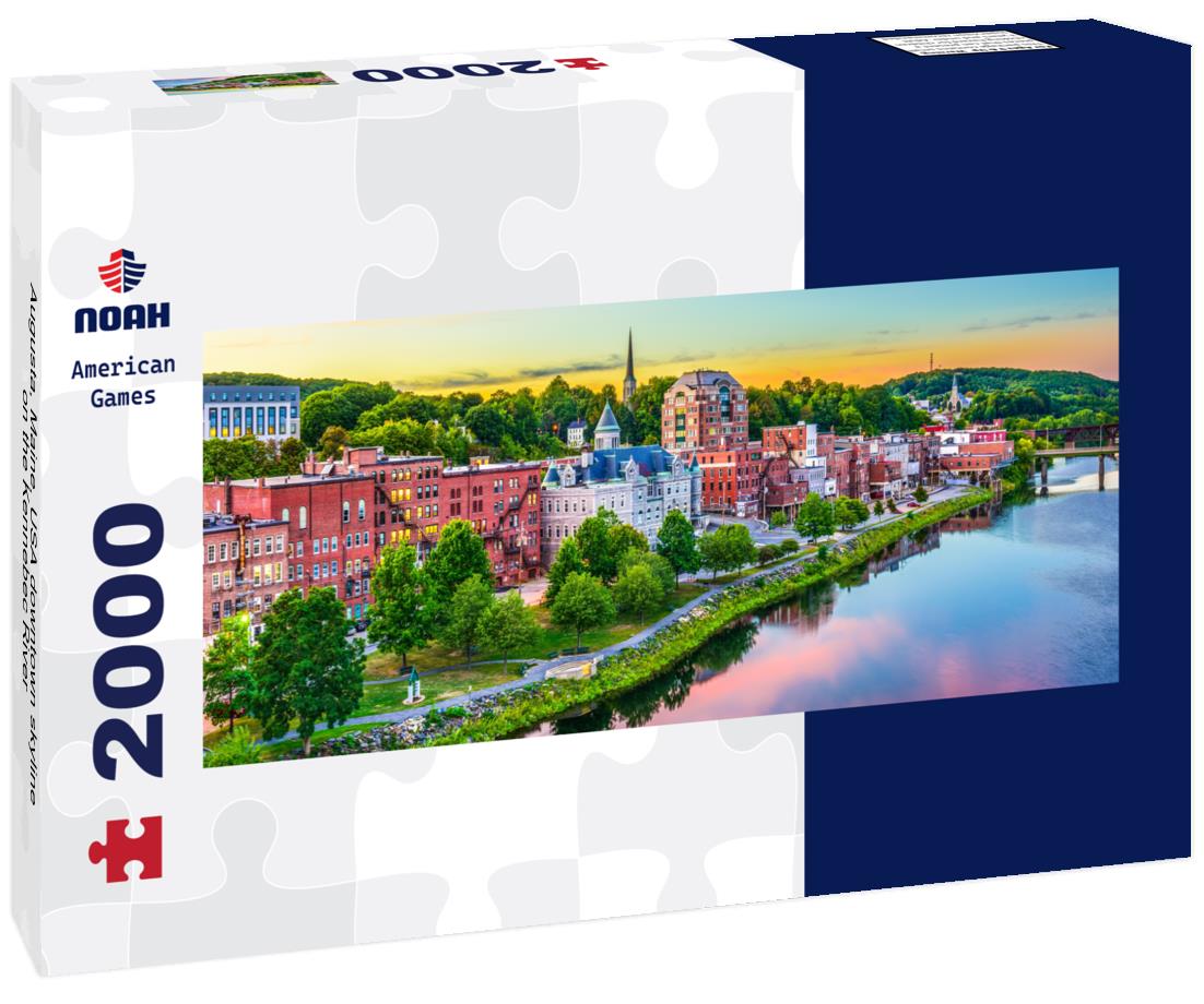 Noah Jigsaw Puzzle Augusta, Maine, USA downtown skyline on the Kennebec River panorama 2000 pieces
