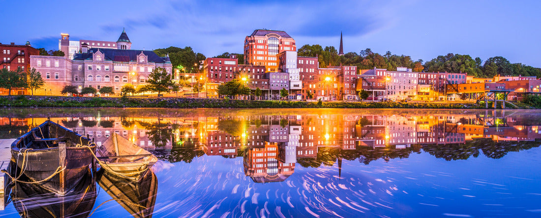 Augusta, Maine, USA downtown skyline on the Kennebec River 2000pc Panoramic Puzzle