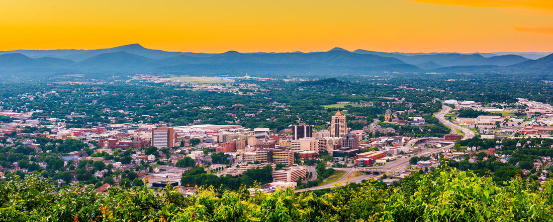 Roanoke, Virginia, USA downtown skyline from above at dusk 2000pc Panoramic Puzzle