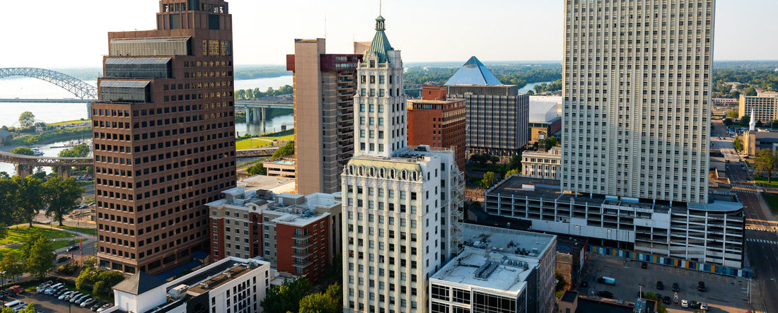 Downtown Memphis Tennessee Skyline at Sunset | Aerial View 2000pc Panoramic Puzzle