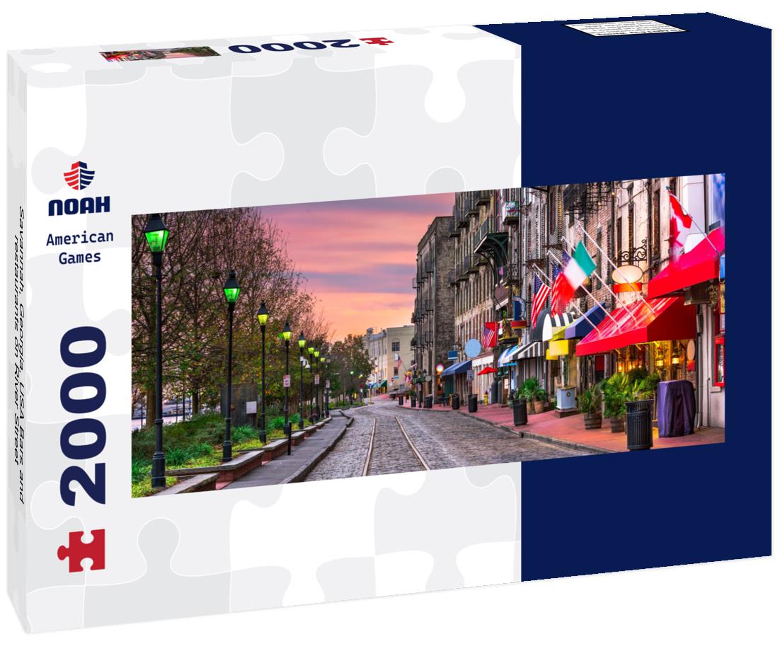Savannah, Georgia, USA Bars and restaurants on River Street 2000pc Panoramic Puzzle