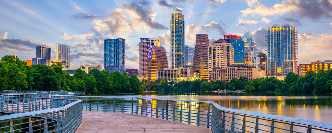 Austin, Texas, USA Downtown skyline over the Colorado River 2000pc Panoramic Puzzle