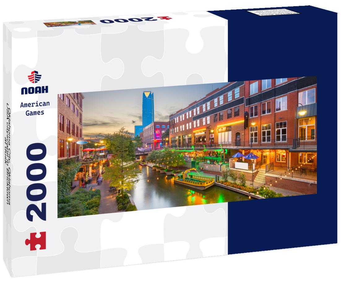 Oklahoma City, Oklahoma, USA cityscape in Bricktown at dusk 2000pc Panoramic Puzzle
