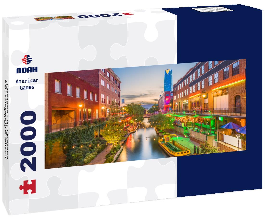 Oklahoma City, Oklahoma, USA cityscape in Bricktown at dusk 2000pc Panoramic Puzzle