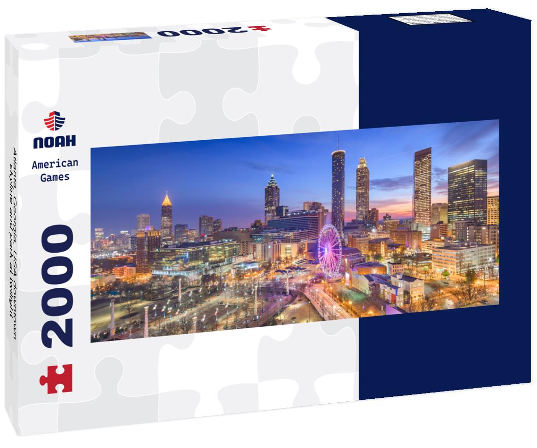 Atlanta, Georgia, USA downtown skyline and park at twilight 2000pc Panoramic Puzzle