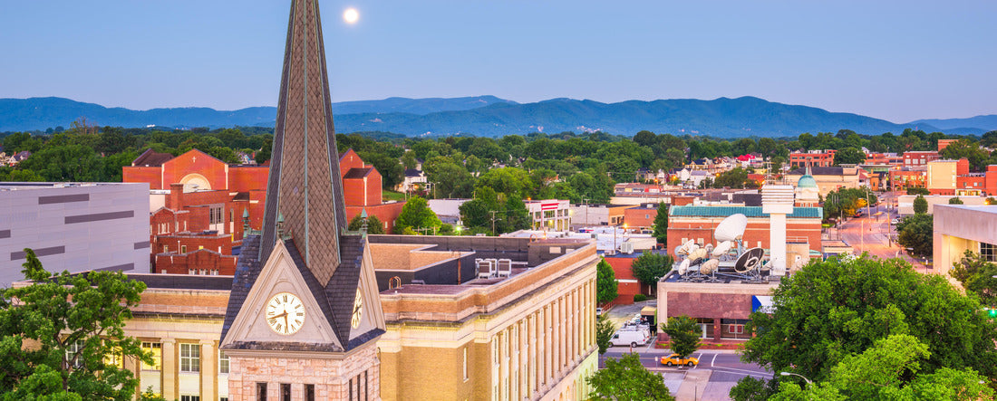 Roanoke, Virginia, USA downtown skyline and steeple at dawn 2000pc Panoramic Puzzle