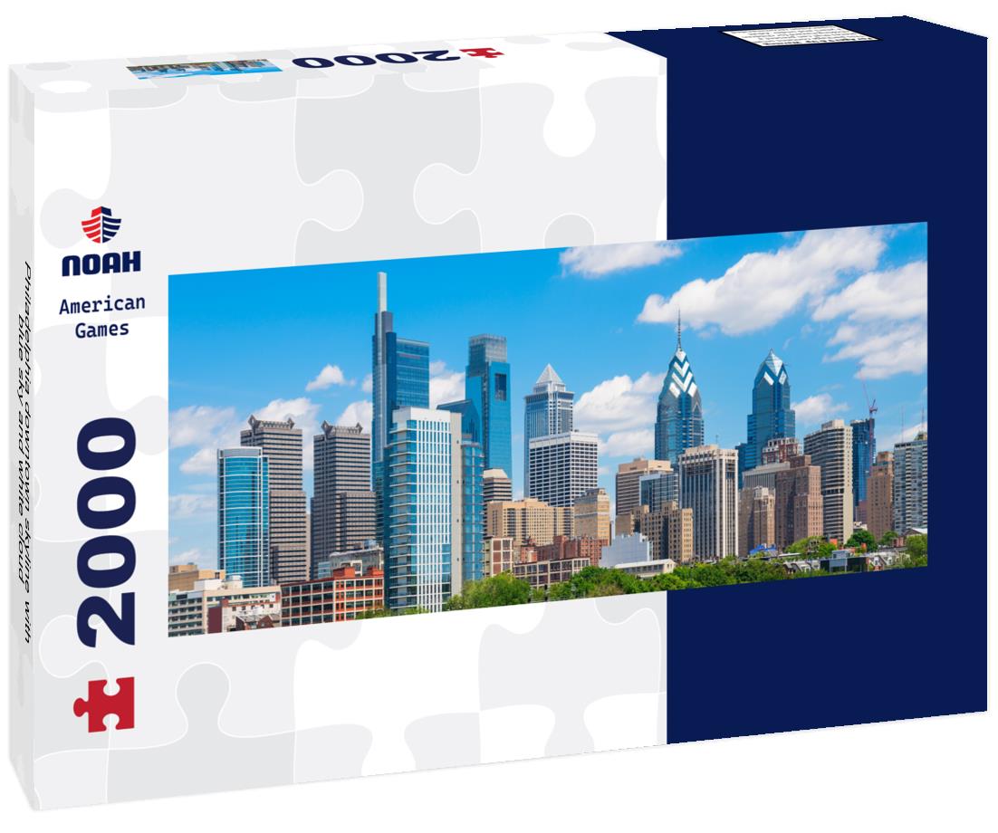 Philadelphia downtown skyline with blue sky and white cloud 2000pc Panoramic Puzzle