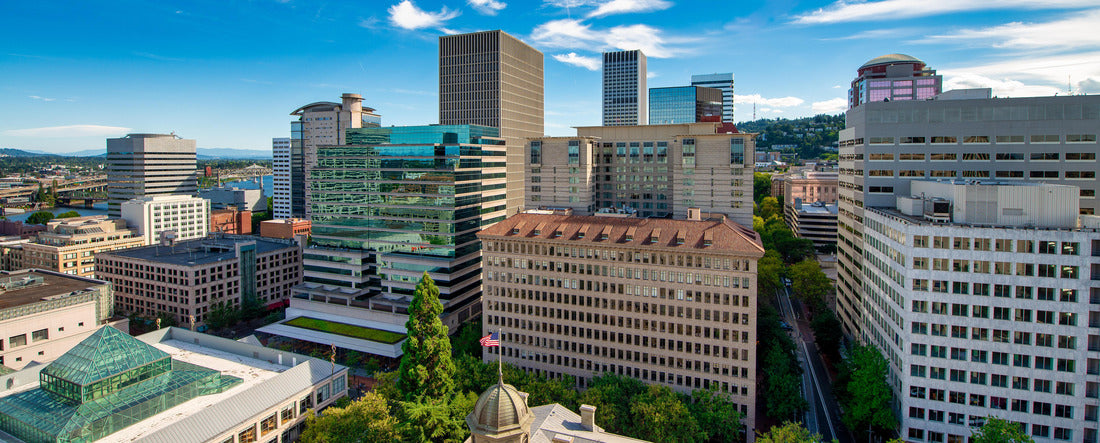Buildings and skyscrapers of Portland, aerial view - Oregon 2000pc Panoramic Puzzle