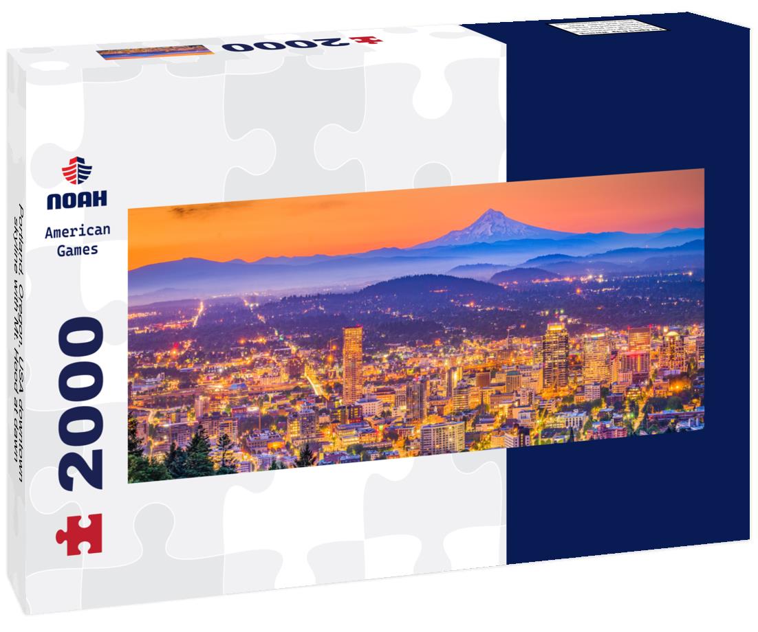 Portland, Oregon, USA downtown skyline with Mt. Hood at dawn 2000pc Panoramic Puzzle