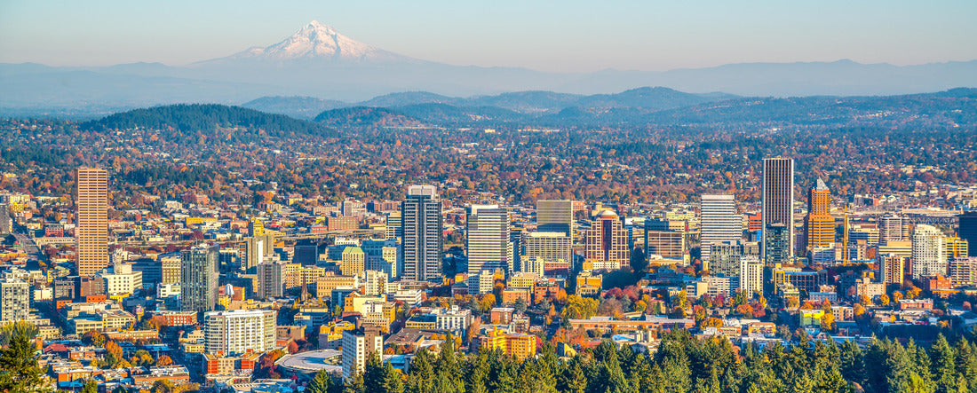 City of Portland Oregon and Mount Hood in Autumn, Oregon-USA 2000pc Panoramic Puzzle