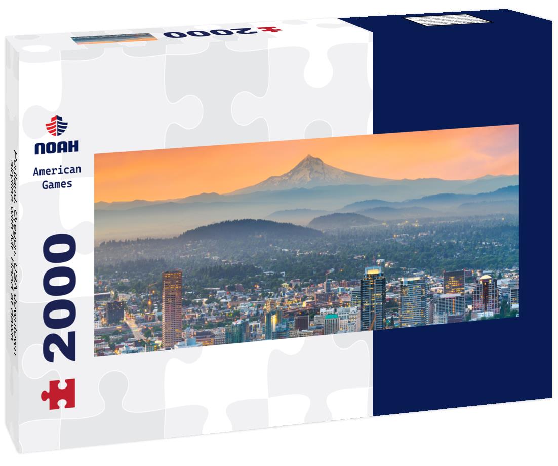 Portland, Oregon, USA downtown skyline with Mt. Hood at dawn 2000pc Panoramic Puzzle