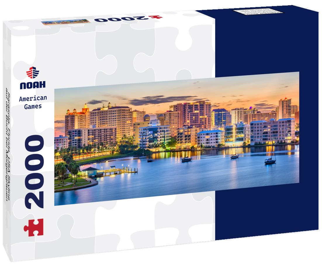 Sarasota, Florida, USA Skyline auf der Bucht bei Morgengrauen 2000pc Panoramic Puzzle