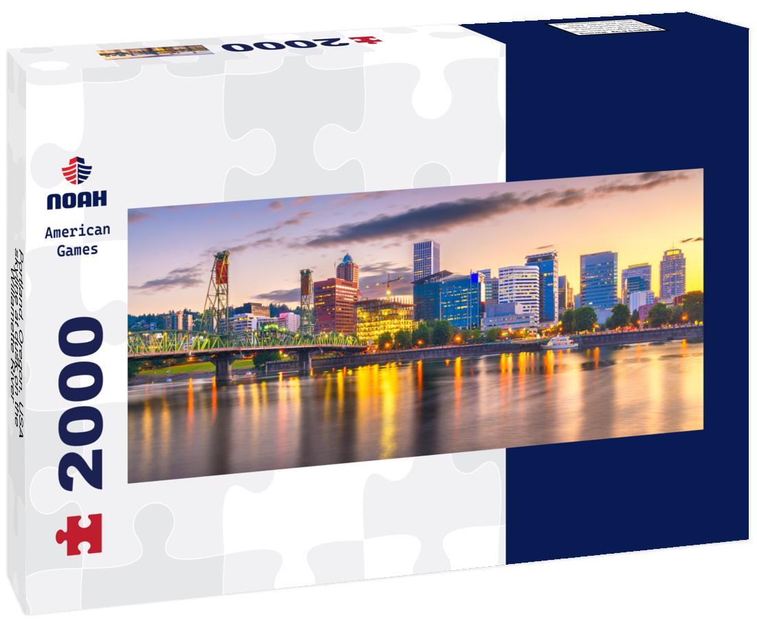 Portland, Oregon, USA skyline at dusk on the Willamette River 2000pc Panoramic Puzzle