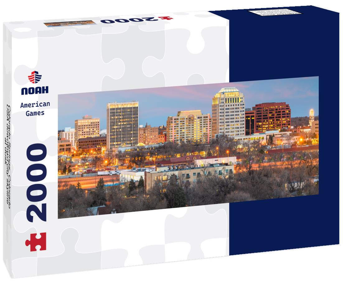 Colorado Springs, Colorado, USA downtown city skyline at dusk 2000pc Panoramic Puzzle