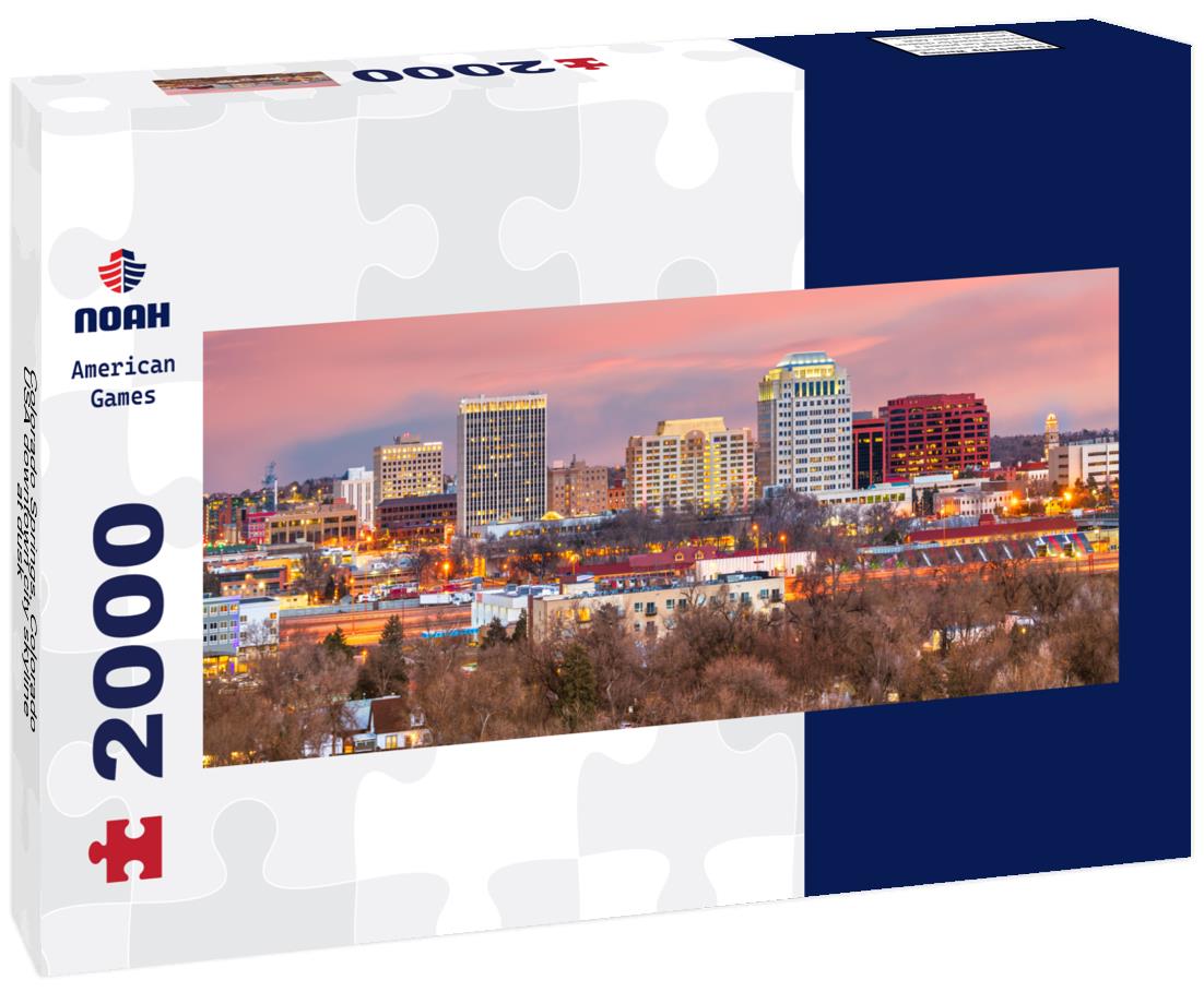 Colorado Springs, Colorado, USA downtown city skyline at dusk 2000pc Panoramic Puzzle