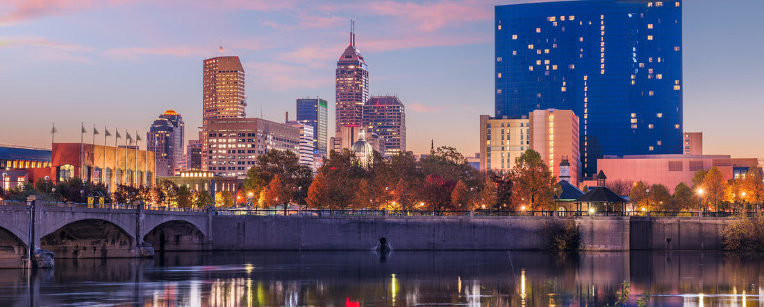 Indianapolis, Indiana, USA skyline on the White River at dusk 2000pc Panoramic Puzzle