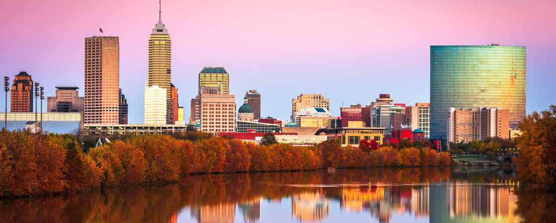 Indianapolis, Indiana, USA skyline on the White River at dusk 2000pc Panoramic Puzzle