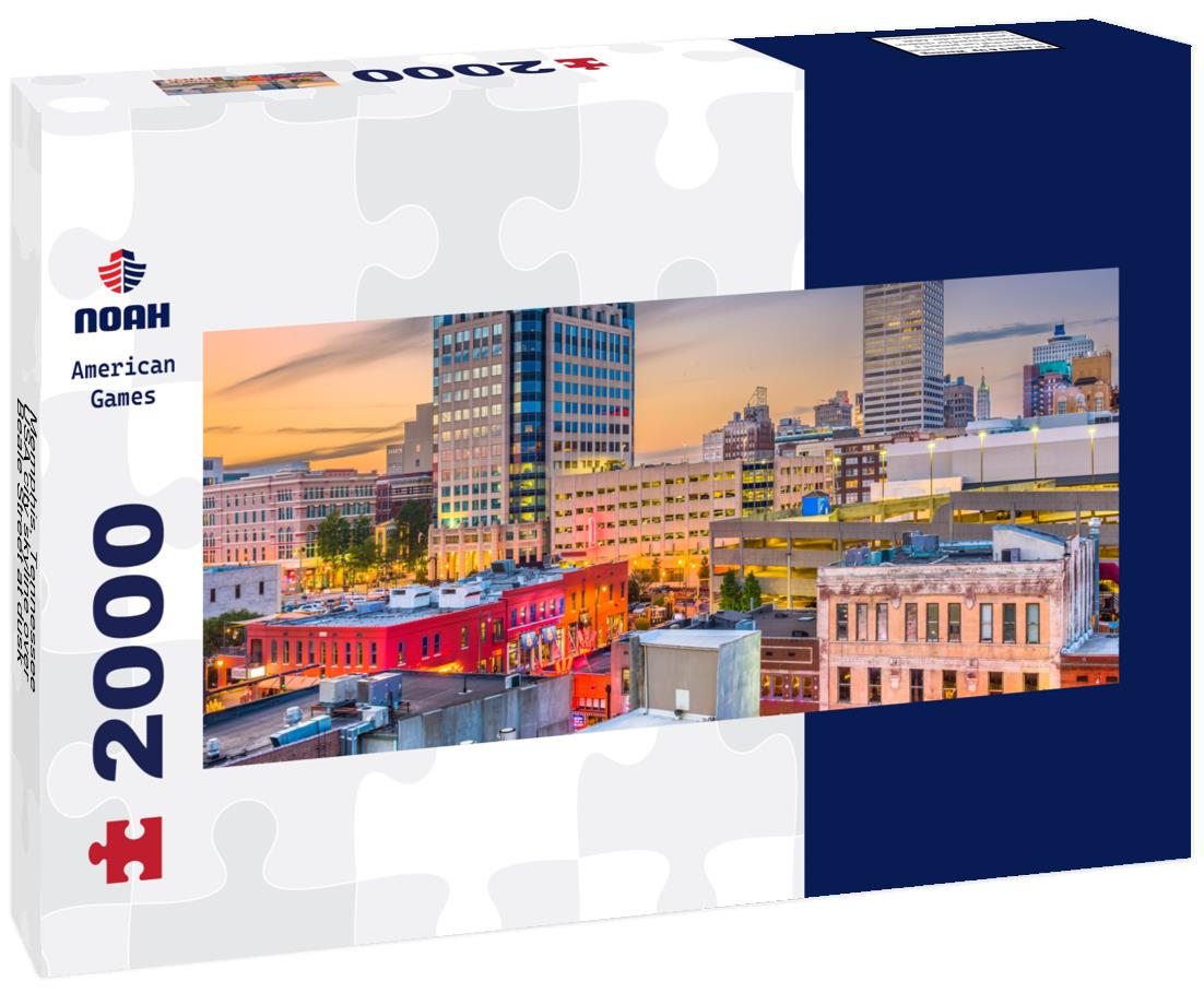Memphis, Tennessee, USA city skyline over Beale Street at dusk 2000pc Panoramic Puzzle