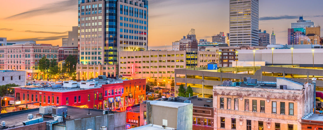 Memphis, Tennessee, USA city skyline over Beale Street at dusk 2000pc Panoramic Puzzle
