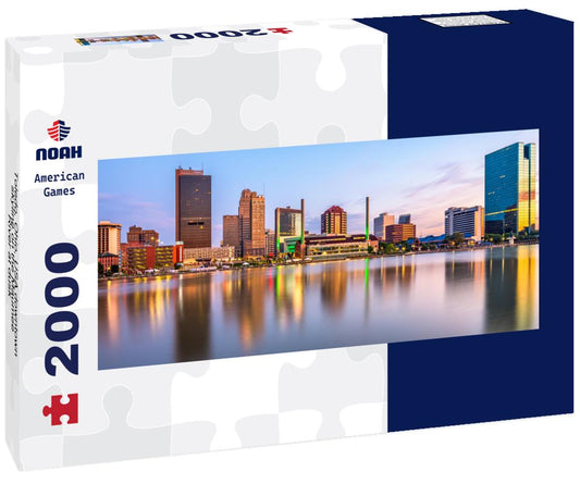 Noah Jigsaw Puzzle Toledo, Ohio, USA downtown skyline on the Maumee River at dusk panorama 2000 pieces