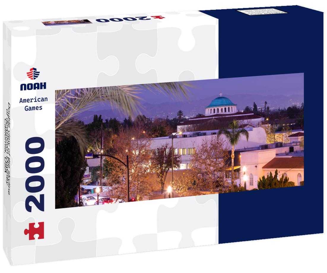 Double view of the skyline of downtown Downey, California, USA 2000pc Panoramic Puzzle