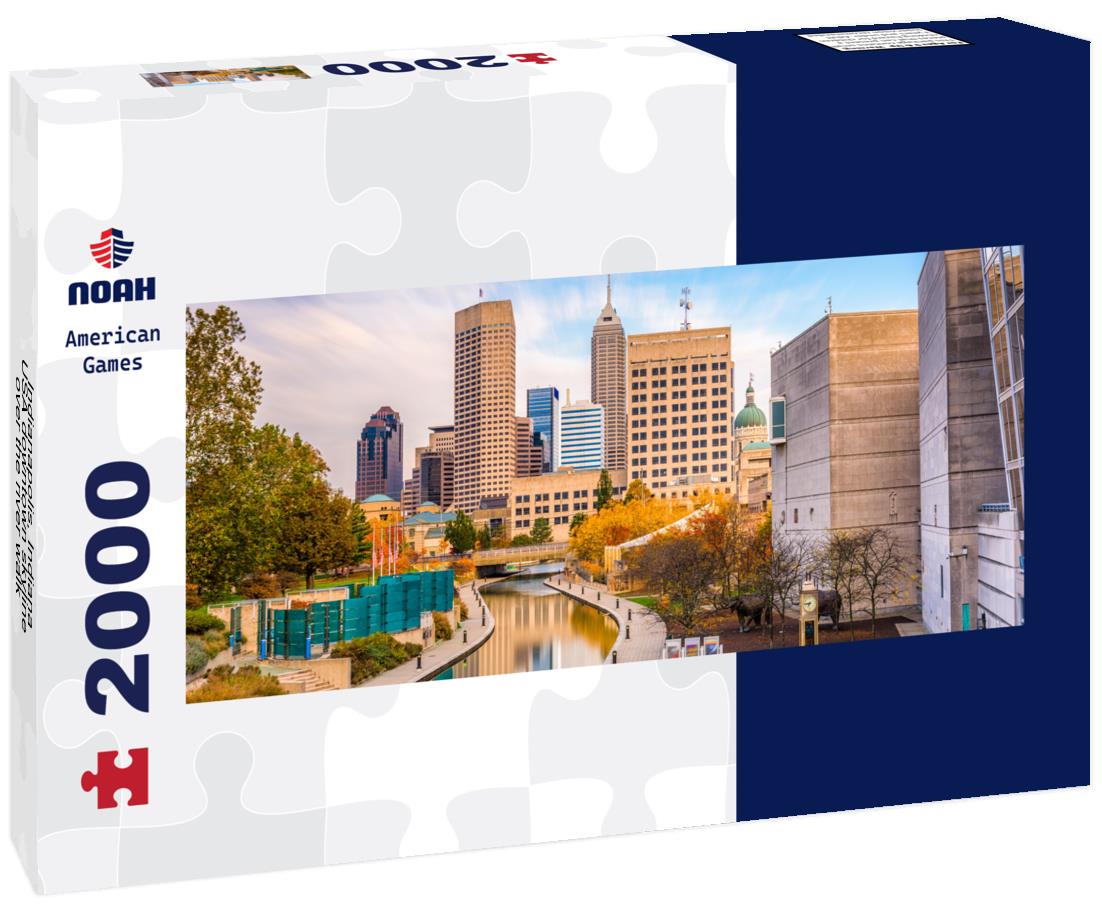 Indianapolis, Indiana, USA downtown skyline over the river walk 2000pc Panoramic Puzzle