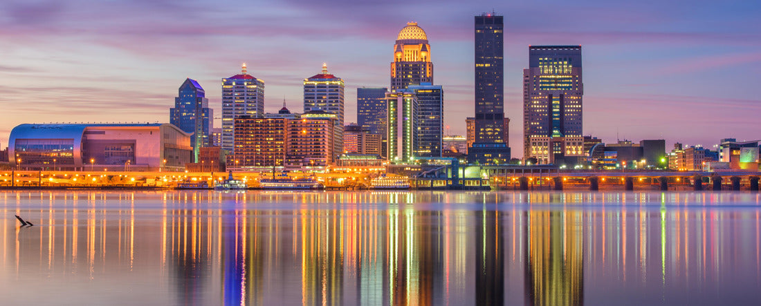 Louisville, Kentucky, USA downtown skyline at the river at dusk 2000pc Panoramic Puzzle