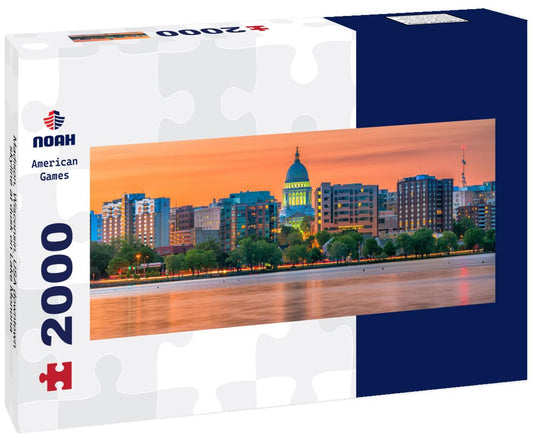 Noah Jigsaw Puzzle Madison, Wisconsin, USA downtown skyline at dusk on Lake Monona panorama 2000 pieces