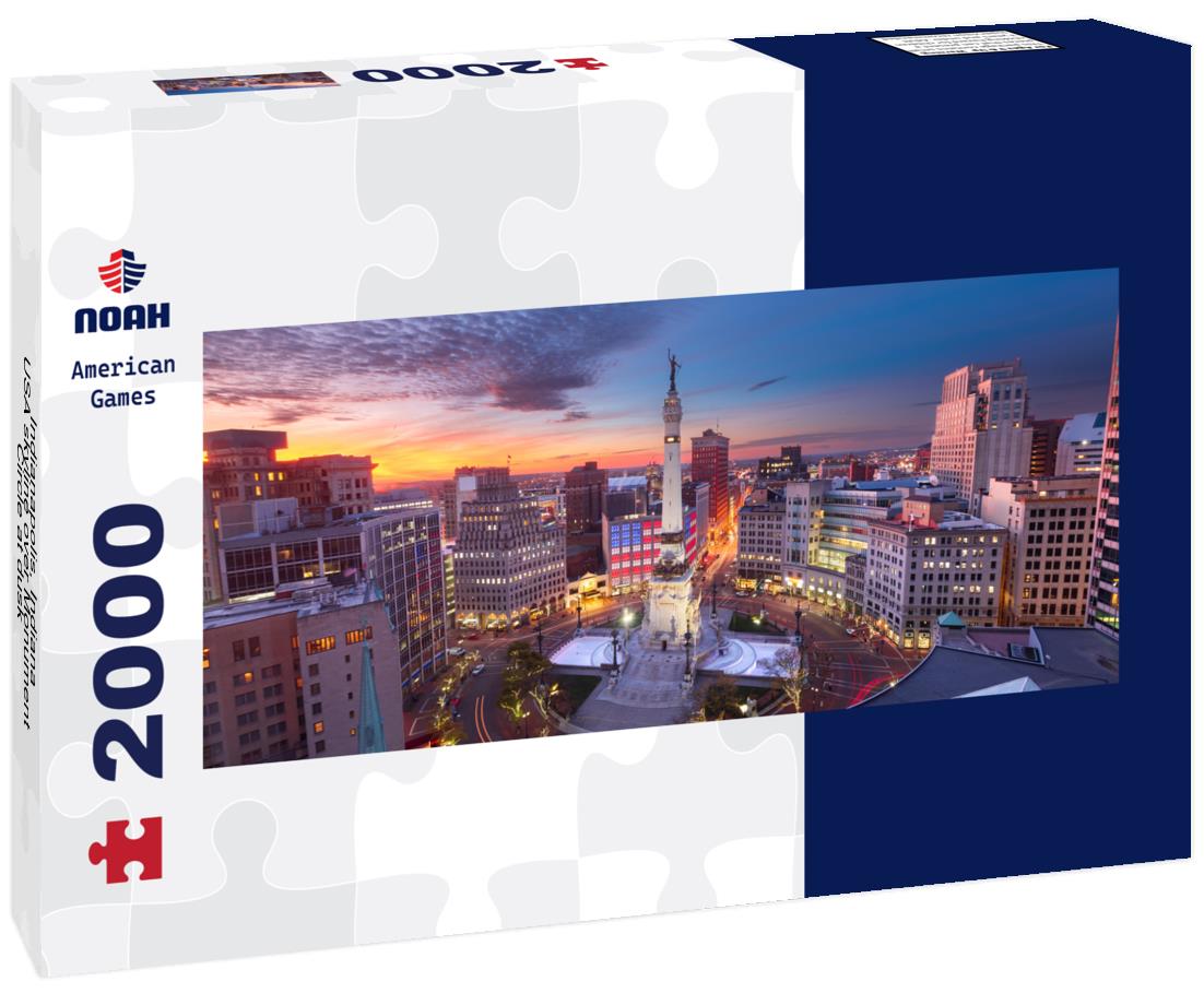 Indianapolis, Indiana, USA skyline over Monument Circle at dusk 2000pc Panoramic Puzzle