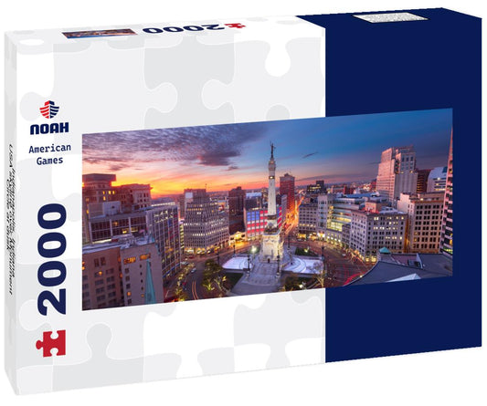 Noah Jigsaw Puzzle Indianapolis, Indiana, USA skyline over Monument Circle at dusk panorama 2000 pieces