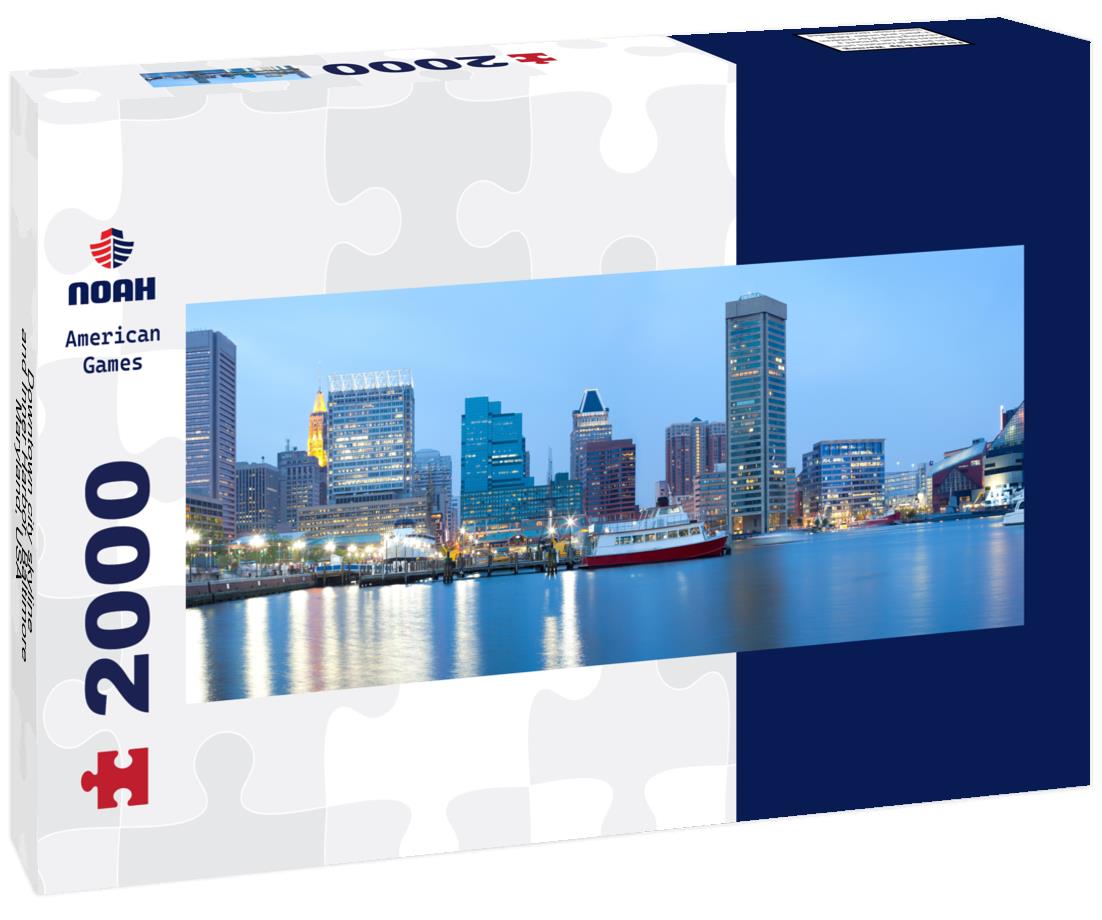 Downtown city skyline and Inner Harbor, Baltimore, Maryland, USA 2000pc Panoramic Puzzle